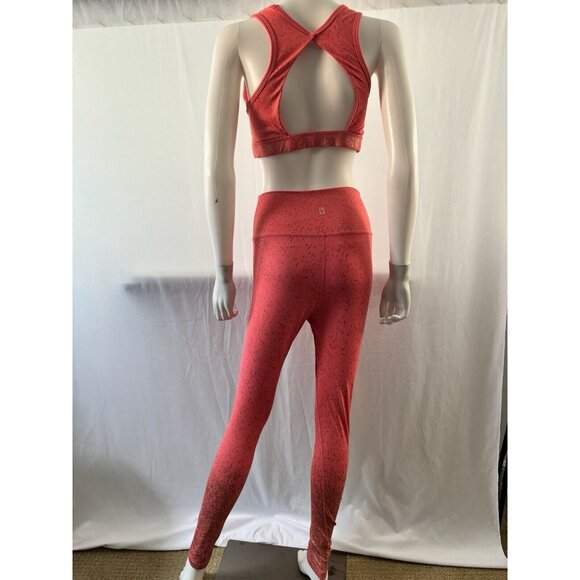 BuffBunny Collection Solid Color Leggings Orange High Elasticity Yoga Suit Set L - Picture 5 of 13